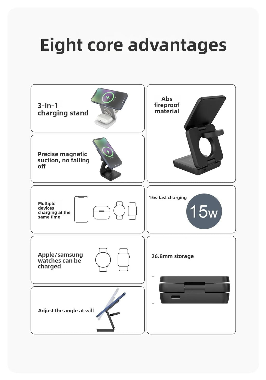 3-in-1 Foldable MagSafe Travel Charging Station for Apple Devices