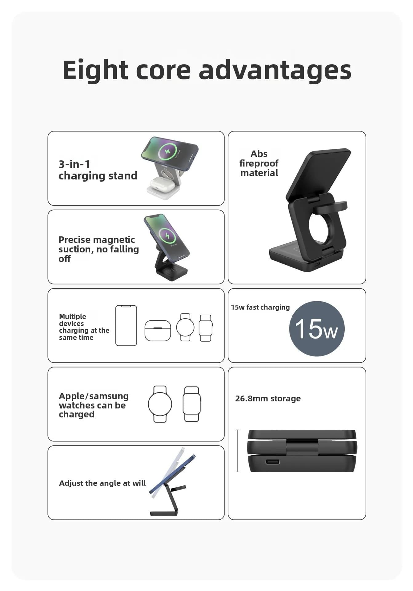 3-in-1 Foldable MagSafe Travel Charging Station for Apple Devices