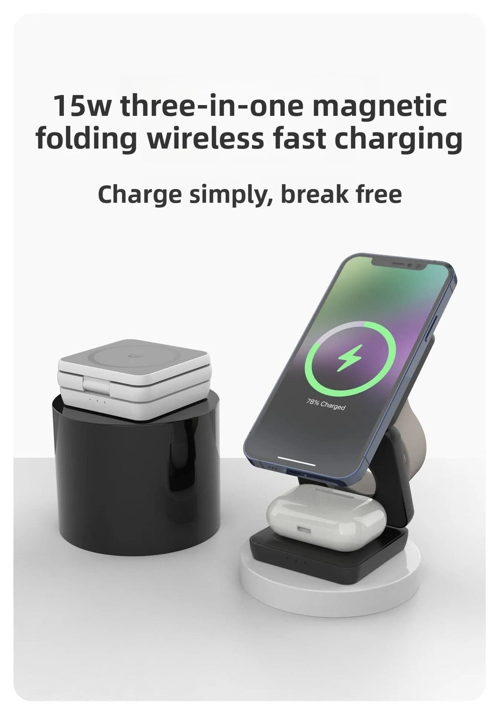 3-in-1 Foldable MagSafe Travel Charging Station for Apple Devices