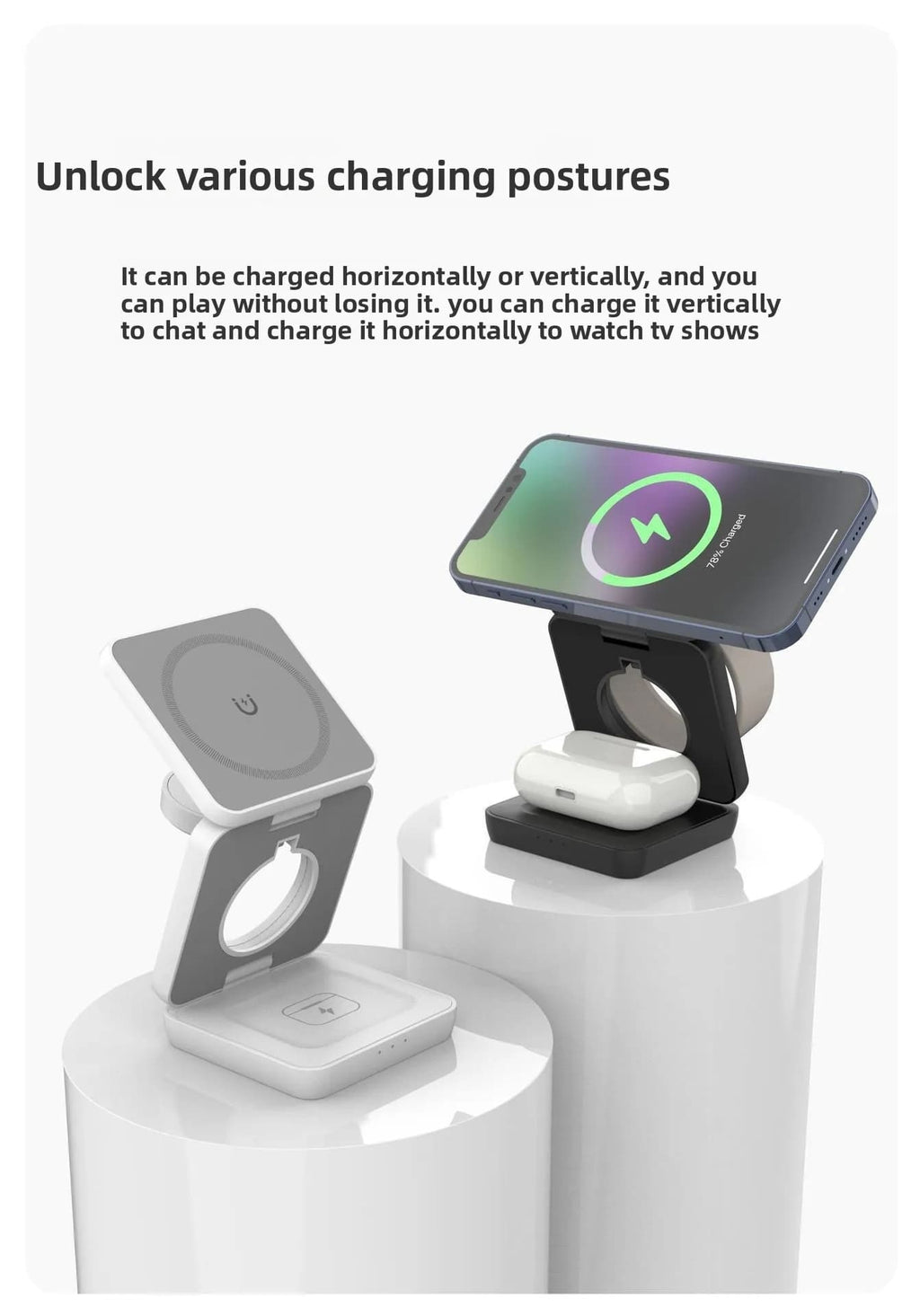 3-in-1 Foldable MagSafe Travel Charging Station for Apple Devices
