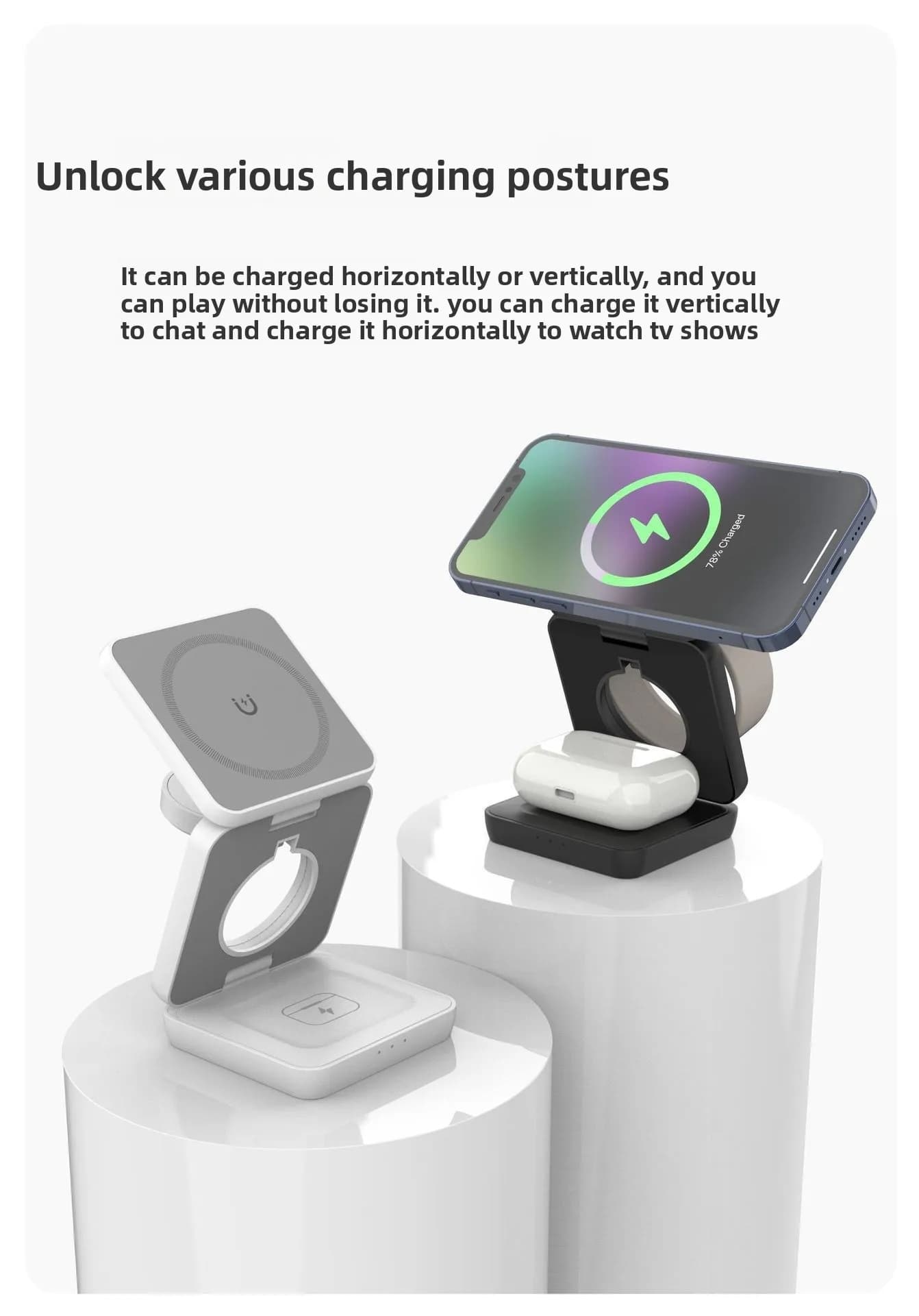 3-in-1 Foldable MagSafe Travel Charging Station for Apple Devices