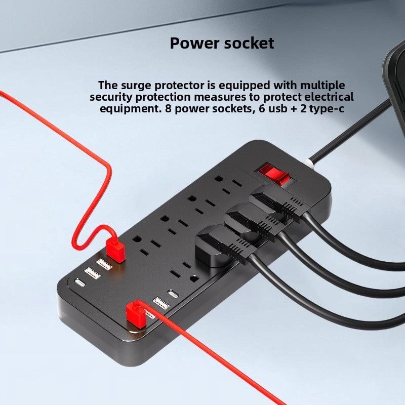 8-Outlet USB Power Strip with Surge Protection
