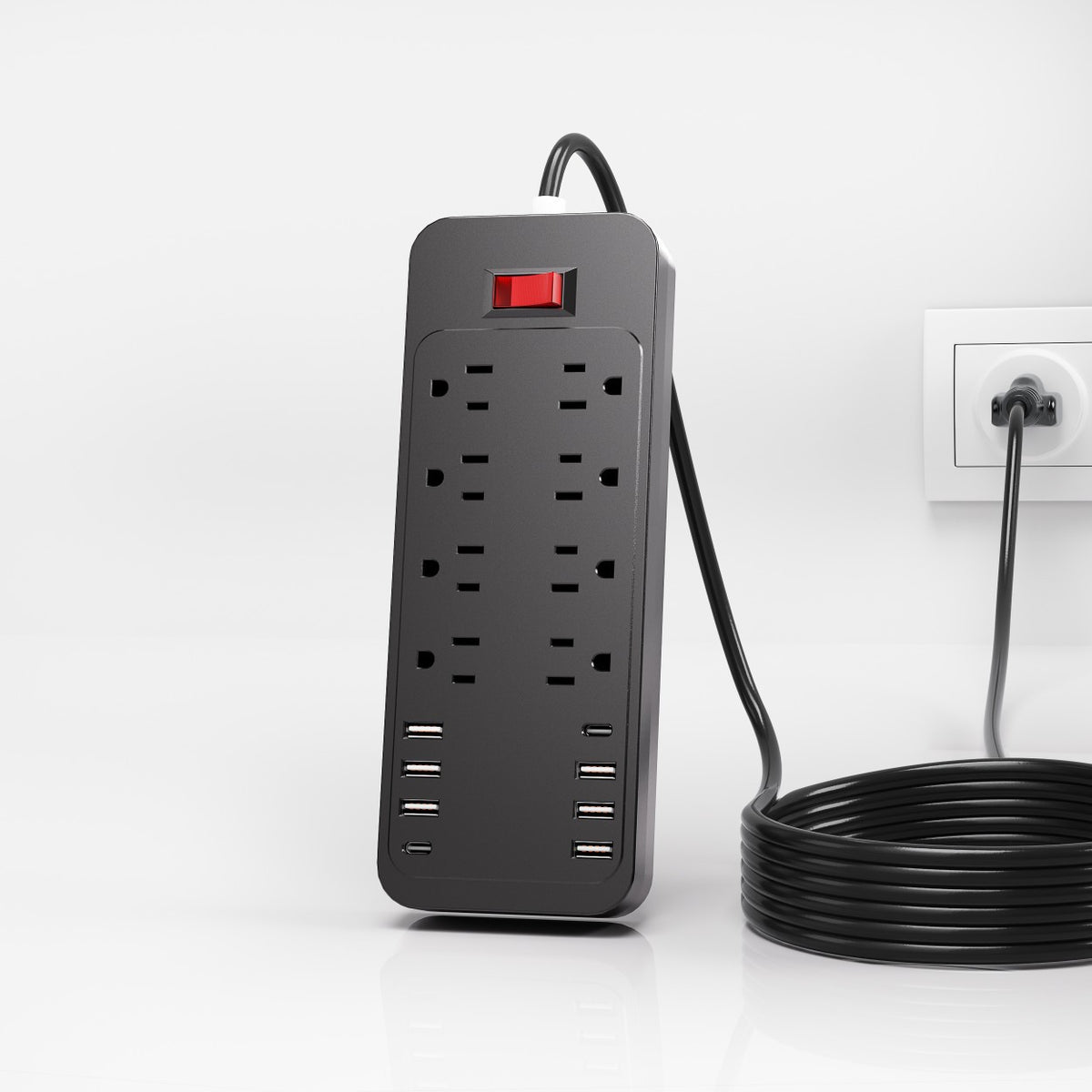 8-Outlet USB Power Strip with Surge Protection