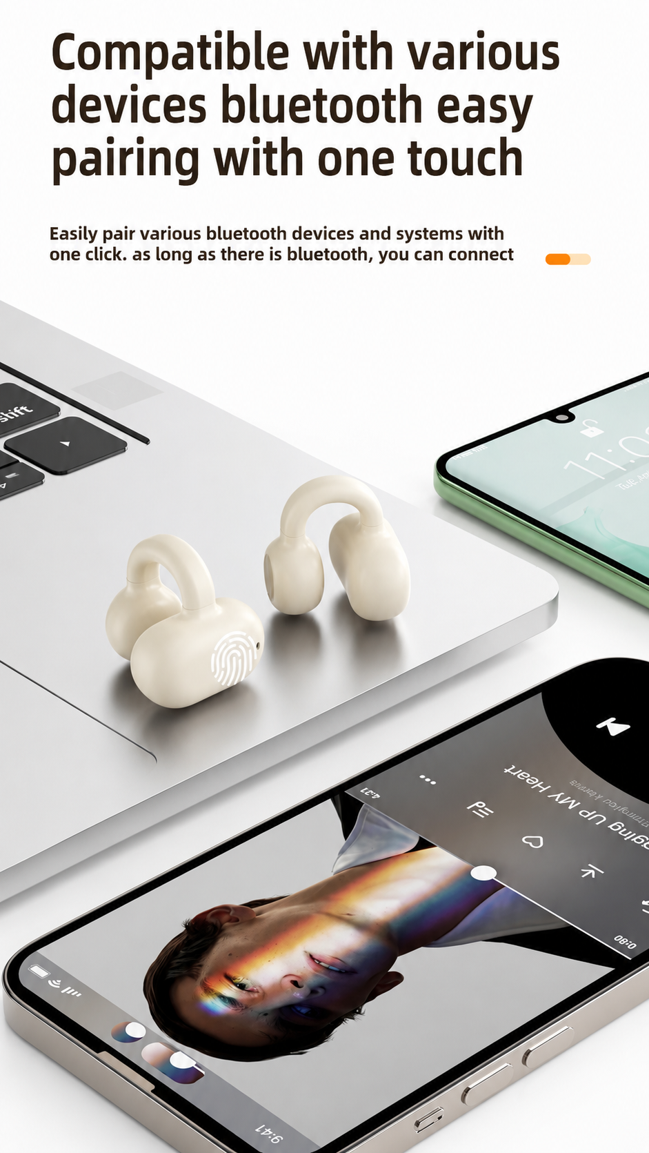 Open-Ear Clip-On Wireless Earbuds | Bluetooth Bone Conduction Headphones