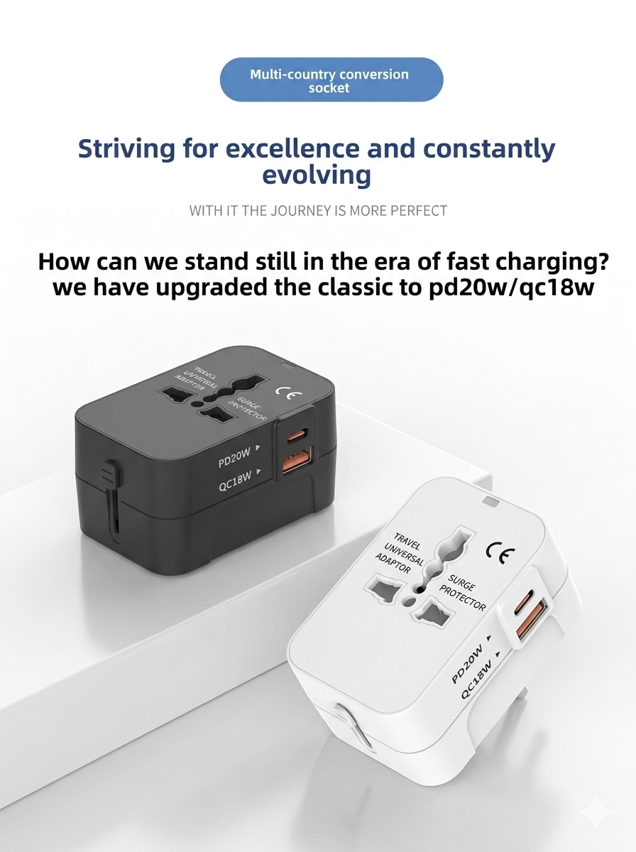Universal Travel Adapter | All-in-One Fast Charging Wall Plug (USB-C)