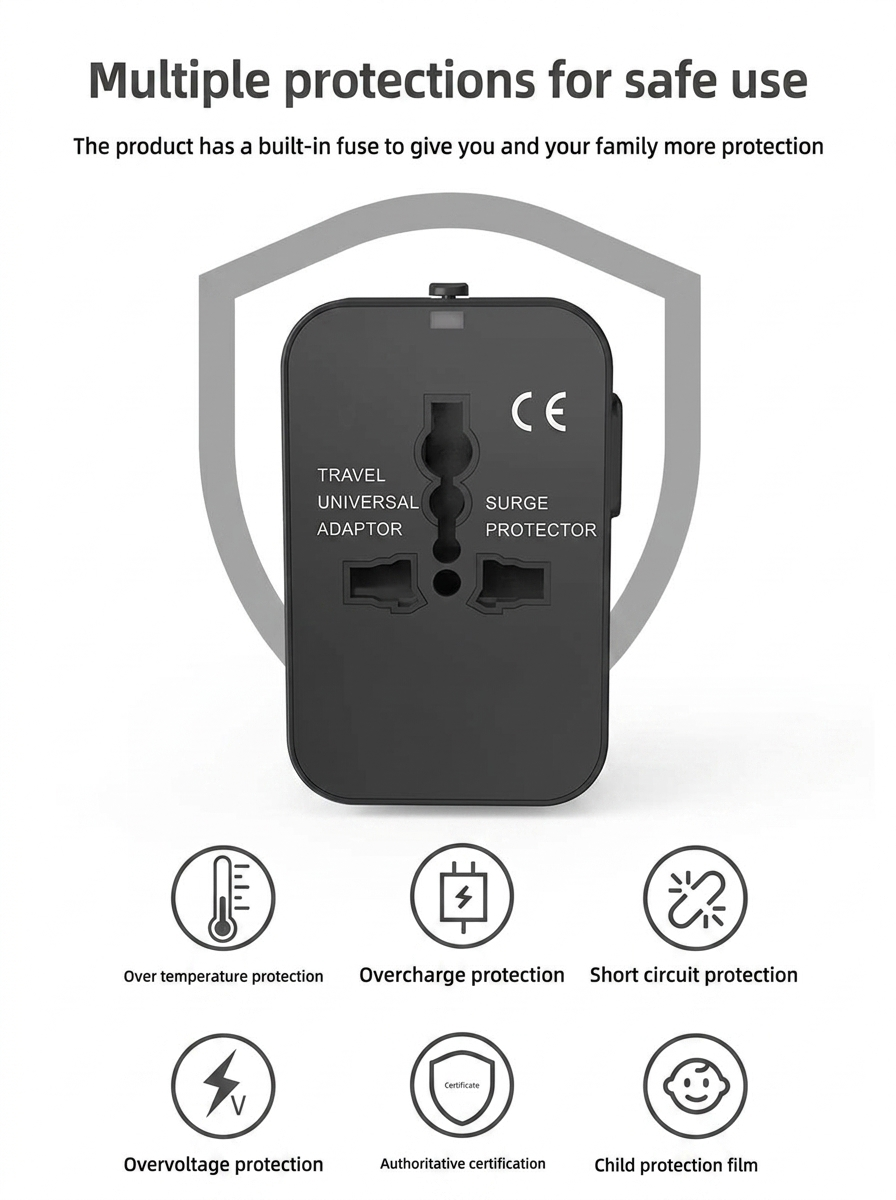 Universal Travel Adapter | All-in-One Fast Charging Wall Plug (USB-C)