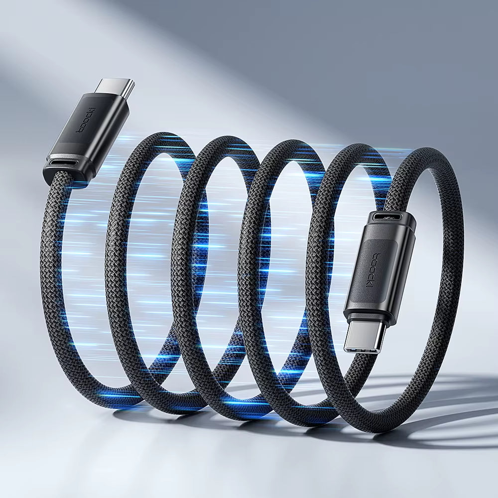 Toocki 240W PD3.1 Magnetic Type C Fast Charging Cable with E-Marker Chip - Tangle-Free USB C Cable for All Devices